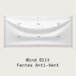 fente coupe-vent d’une bannière en vinyle, permettant à l’air de passer pour plus de stabilité à l’extérieur
