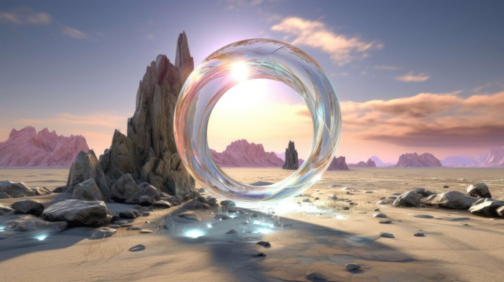 Alien spaceship in desert planet