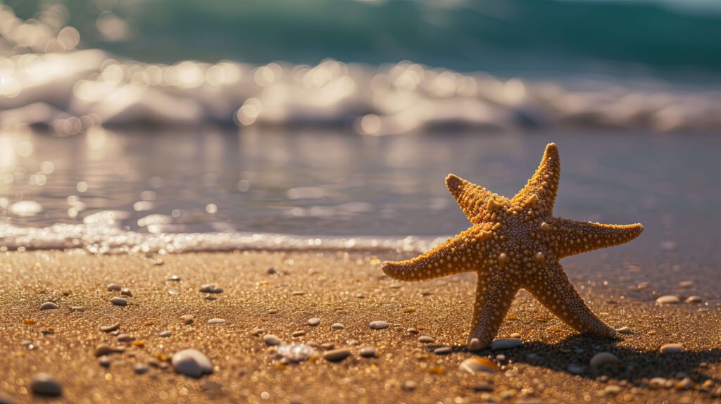Beautiful starfish on the shore of the sea