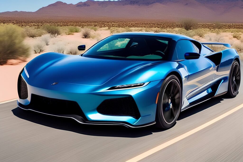 Blue Car in desert