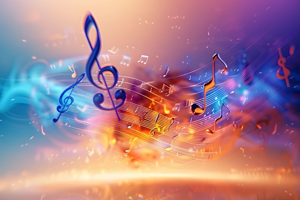 Colorful bg with musical notes