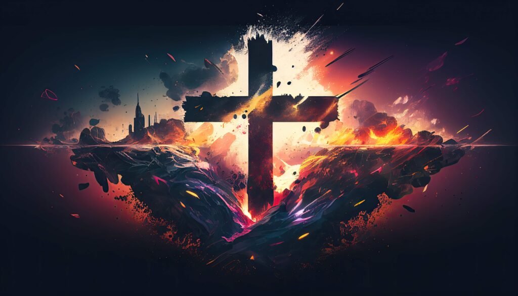 Cross on nature background 2