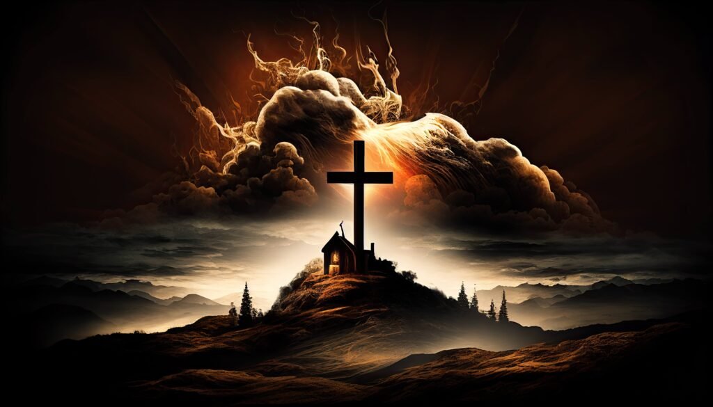 Cross on nature background 4