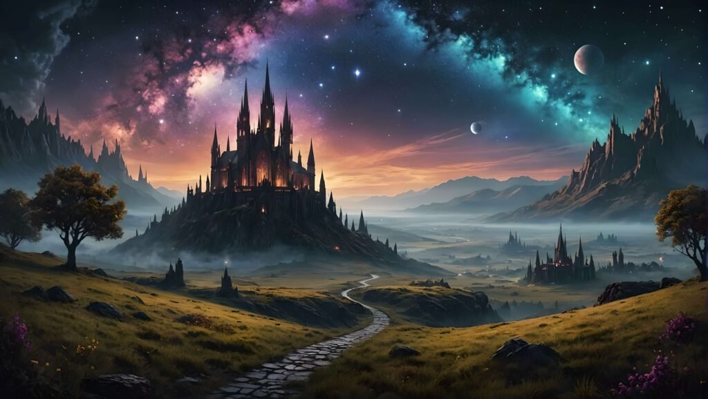 Fantasy castle at night
