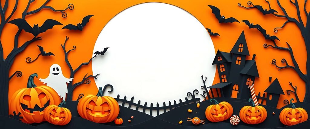 Halloween bg with pumpkins