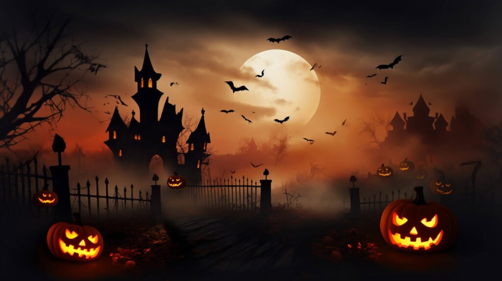 Halloween scene horror w pumpkin