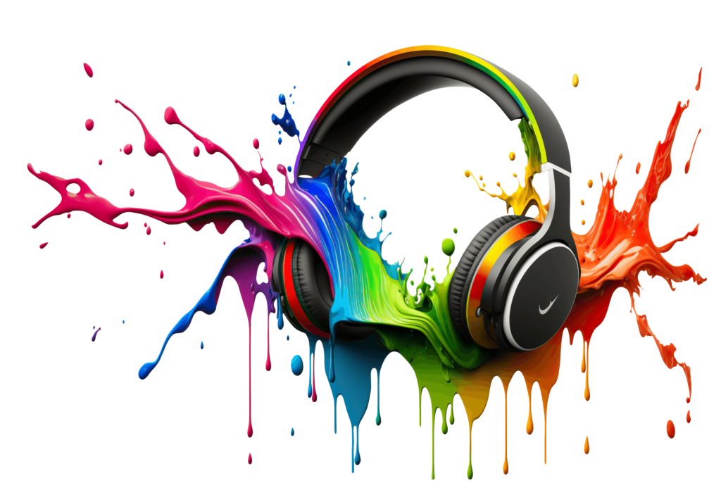 Headphones with rainbow splash