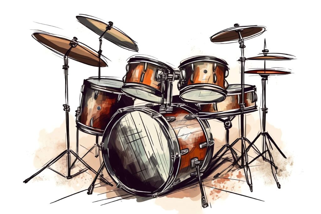 Illustration of drum set as a musical instrument
