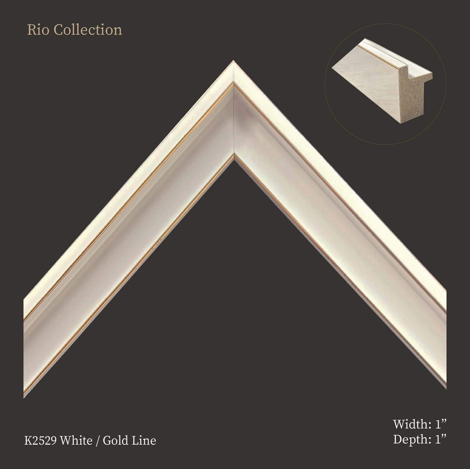 K2529 White with gold line