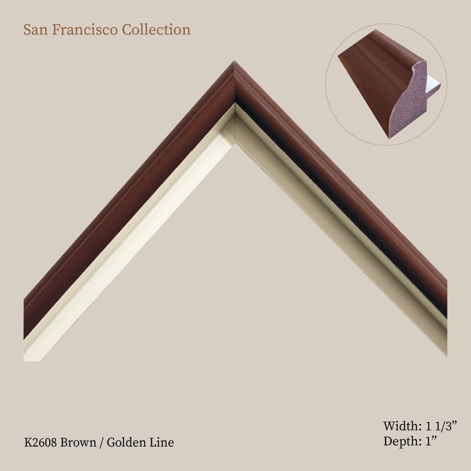K2608 Brown golden line