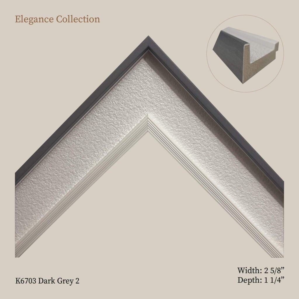 Elegance Dark Grey and White Collection: Moulding for Picture & Artwork Frames