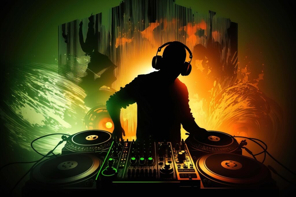 Man with headphone silhouette