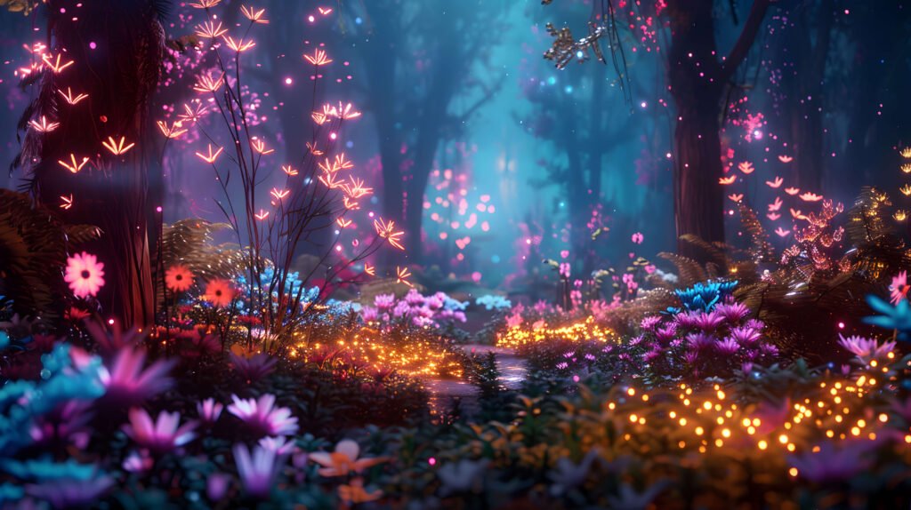 Neon fairy tale forest