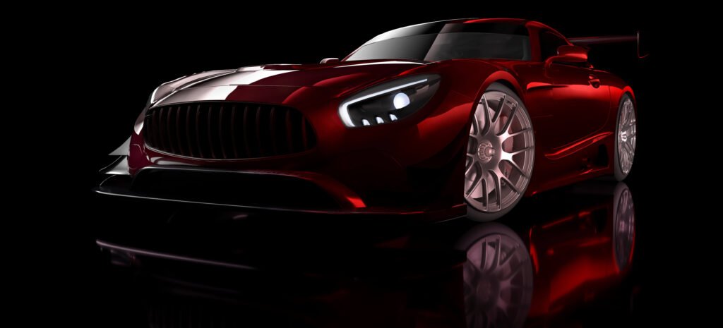 Red Car on black bg