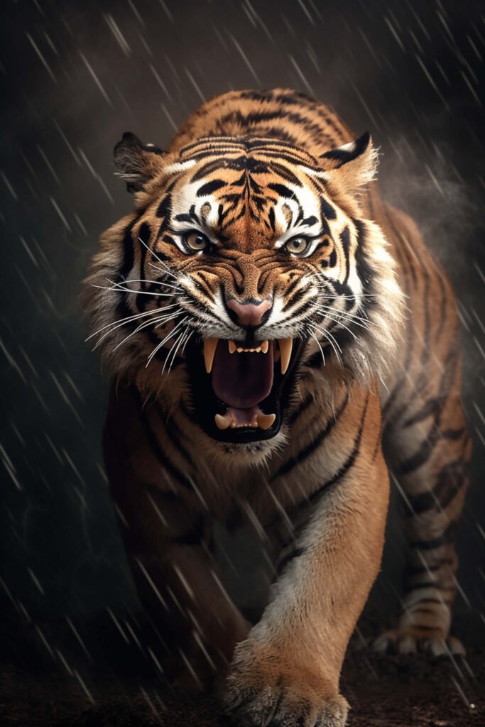 Roaring tiger