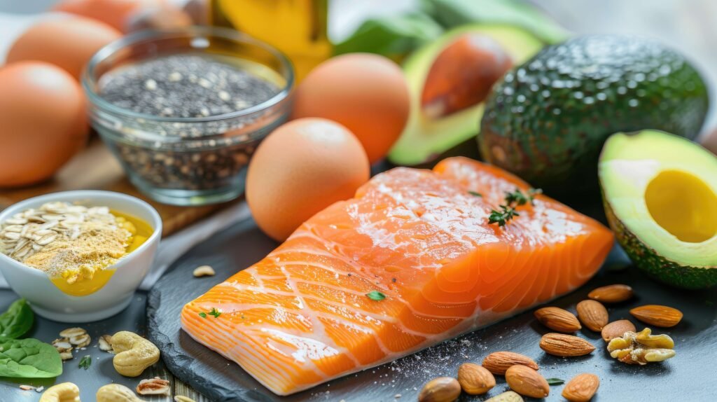 Salmon with avocado & nuts