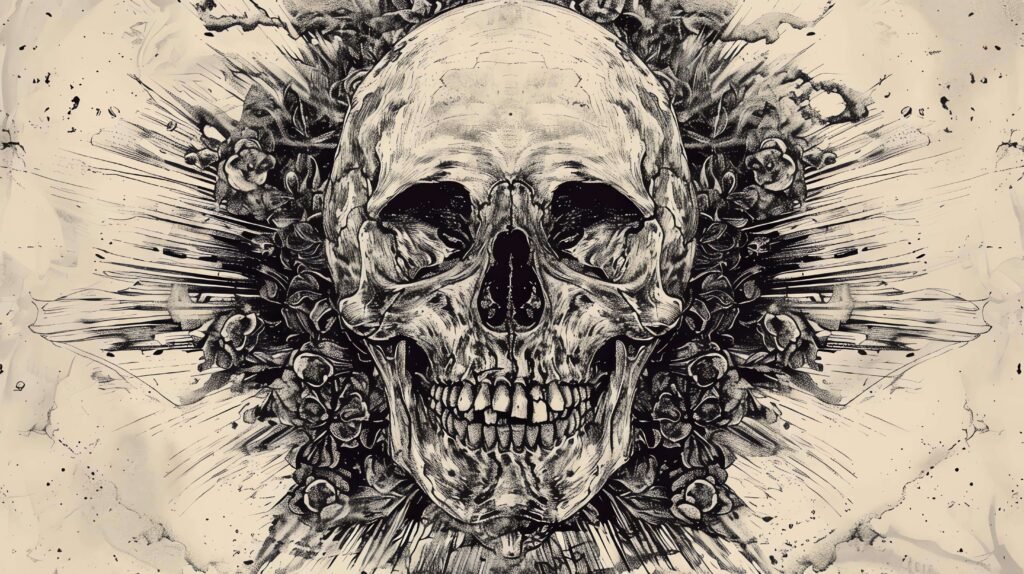 Skull w flowers