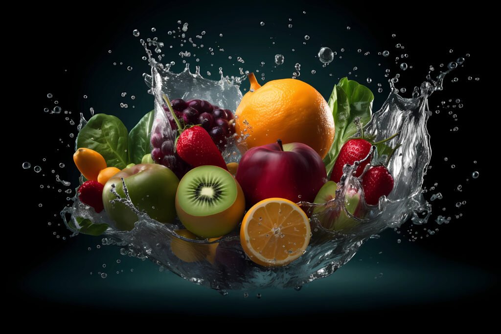 Splashing fruit
