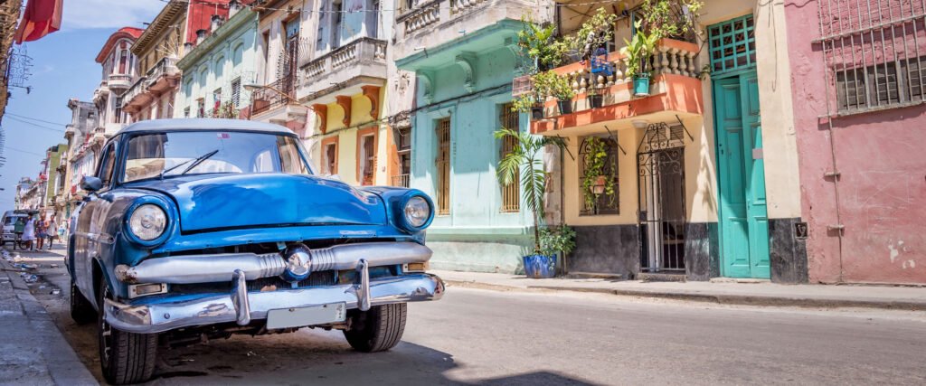 Vintage classic american blue car