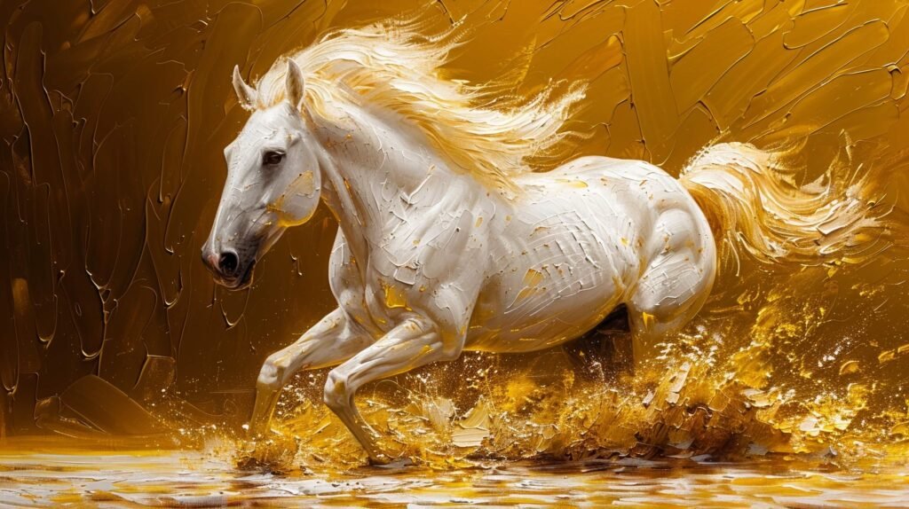 White and gold horse