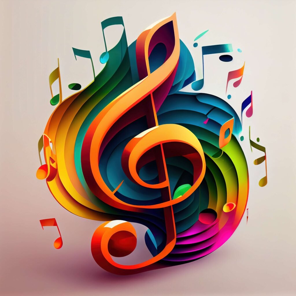 a colorful musical note