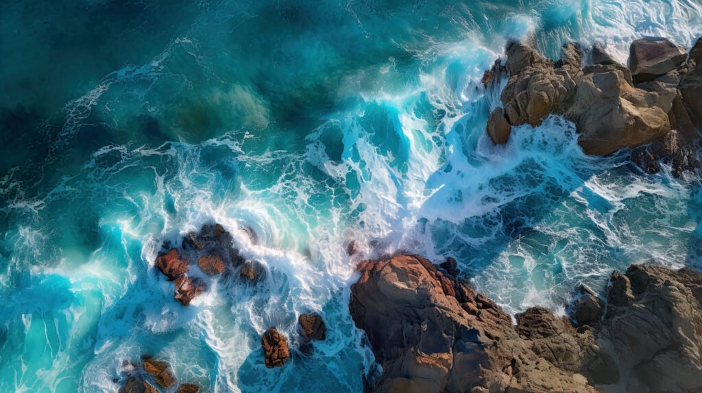 aerial view of sea&rocks