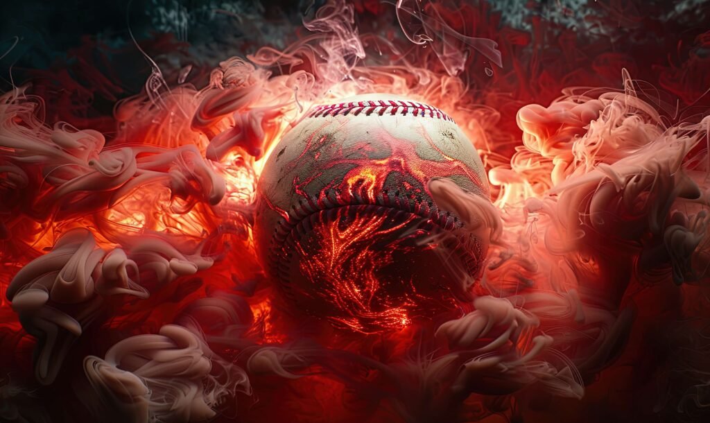 baseball on red fire