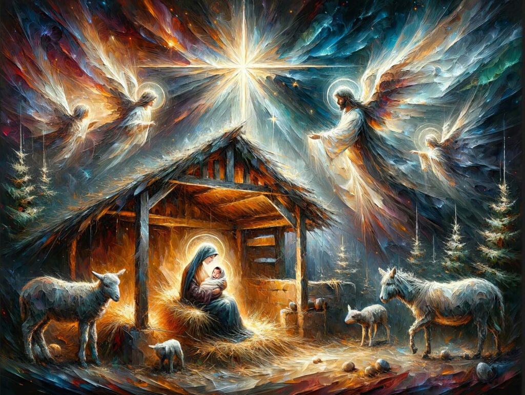 birth of Jesus w light