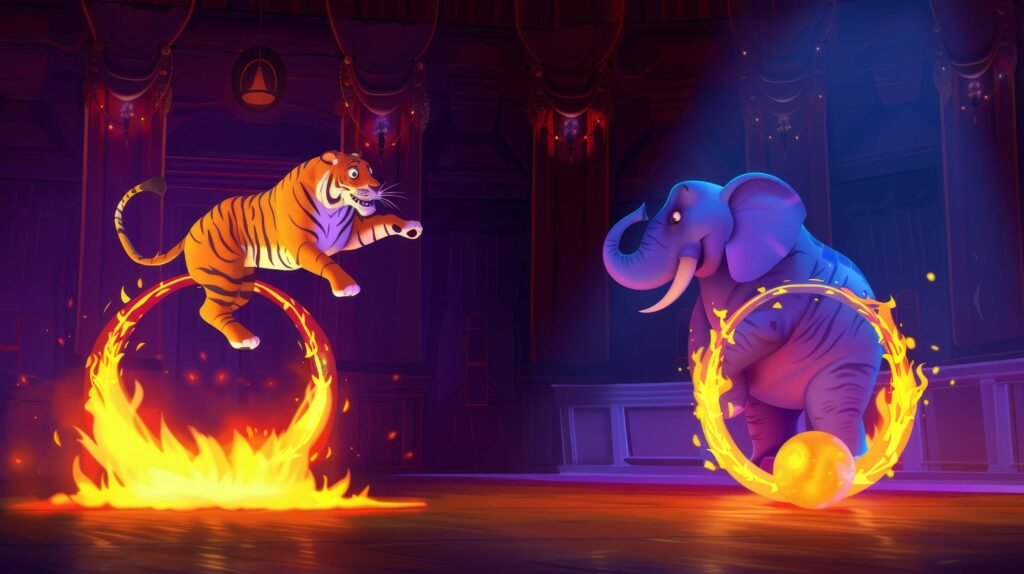 cartoon tiger and elephant