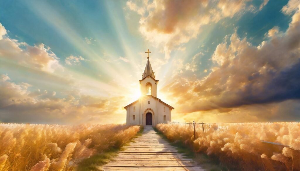 church in a field