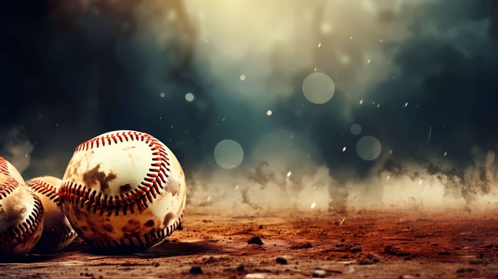 closeup baseball on floor