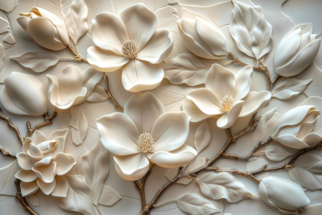 flowers 3D on a wall