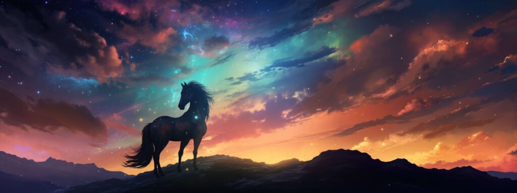 horse fantasy sunset