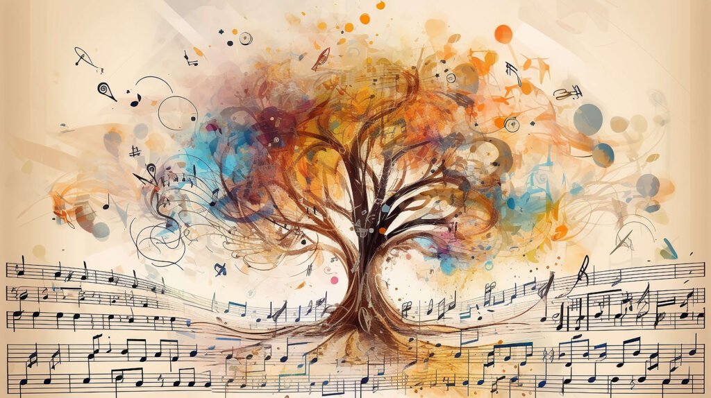 idea music theme eco notes tree isolated poster