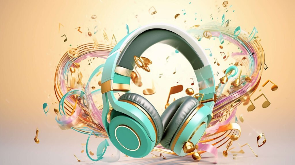 large headphones music abstract background audio