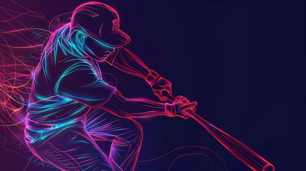 neon stroke baseball player