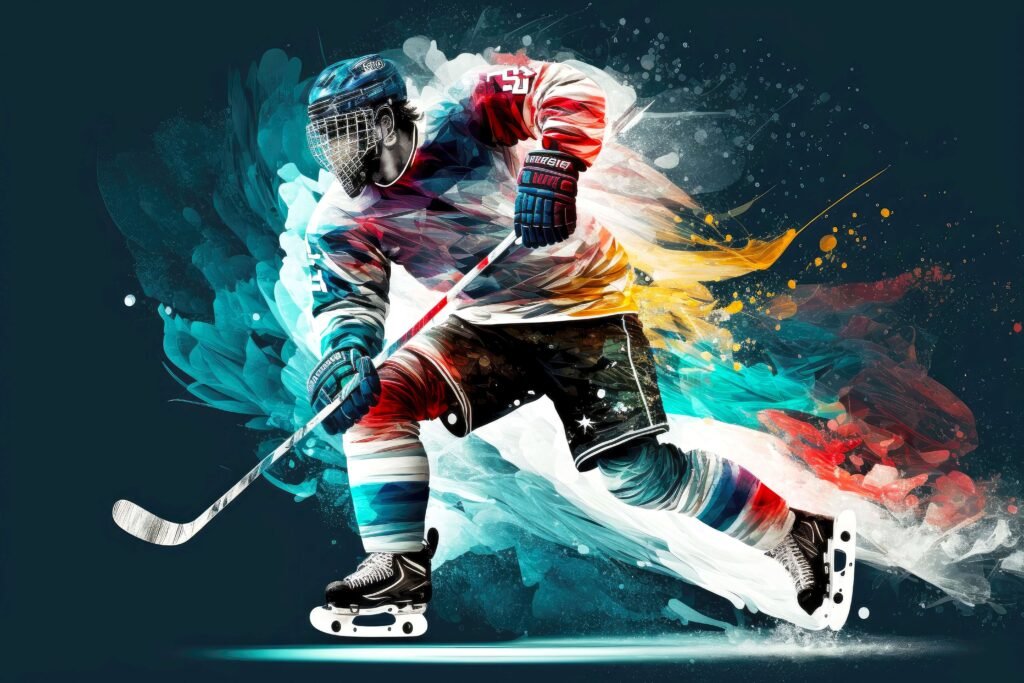 painting of hockey player