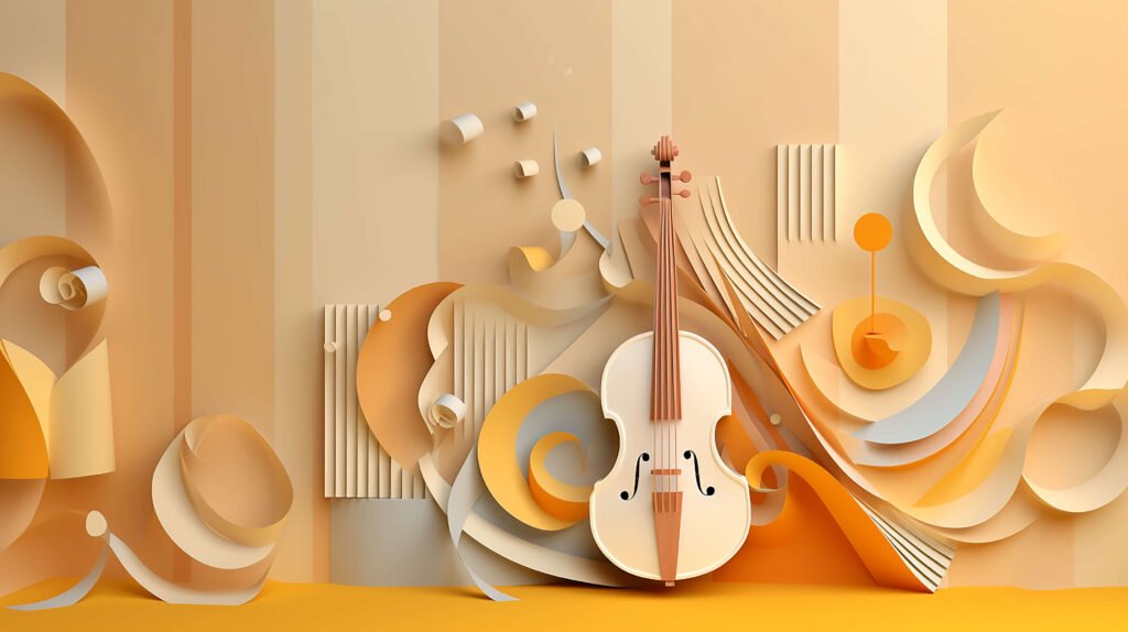 paper sculpture music sound with violin