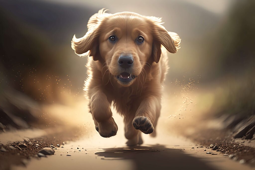 running puppy on water