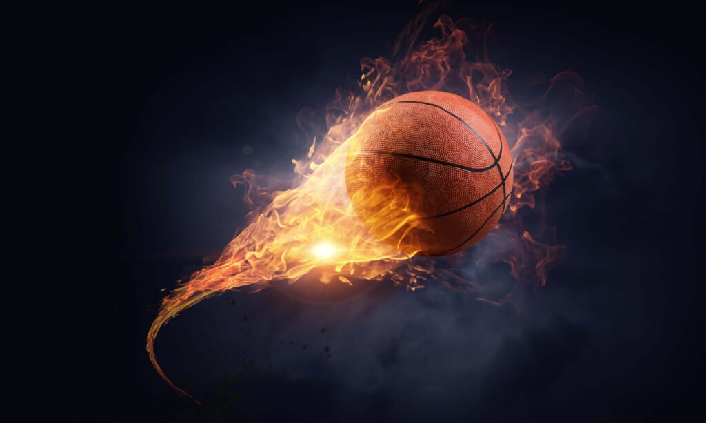 simple basketball on fire