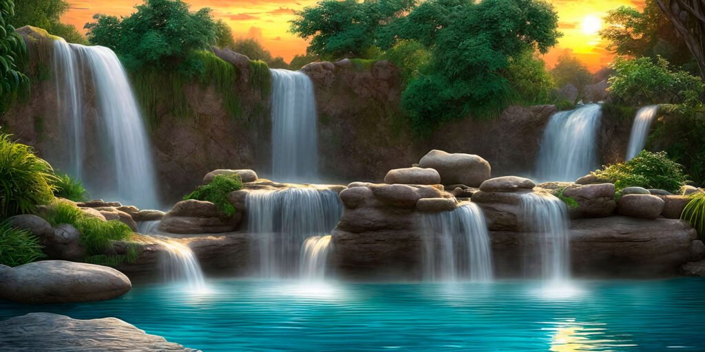 small waterfall with rocks