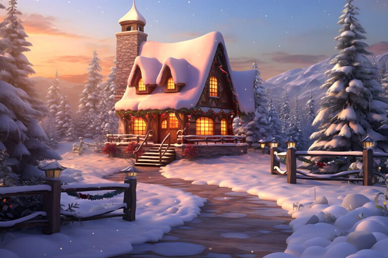 Christmas village in winter