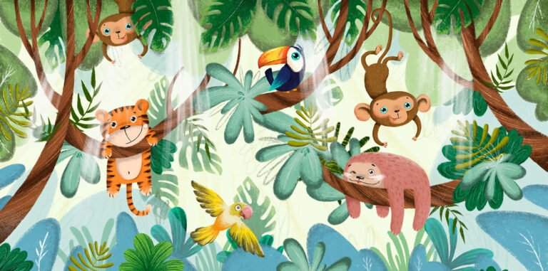 Cute animals in jungle