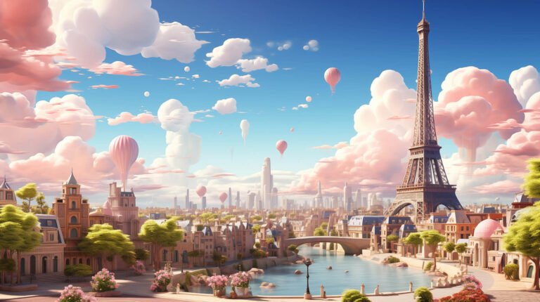 Landscape of Paris city cartoon