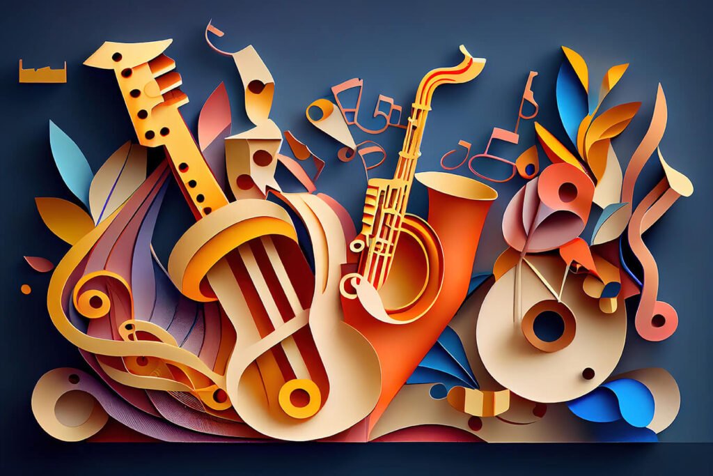 Musical abstract illustration, paper art