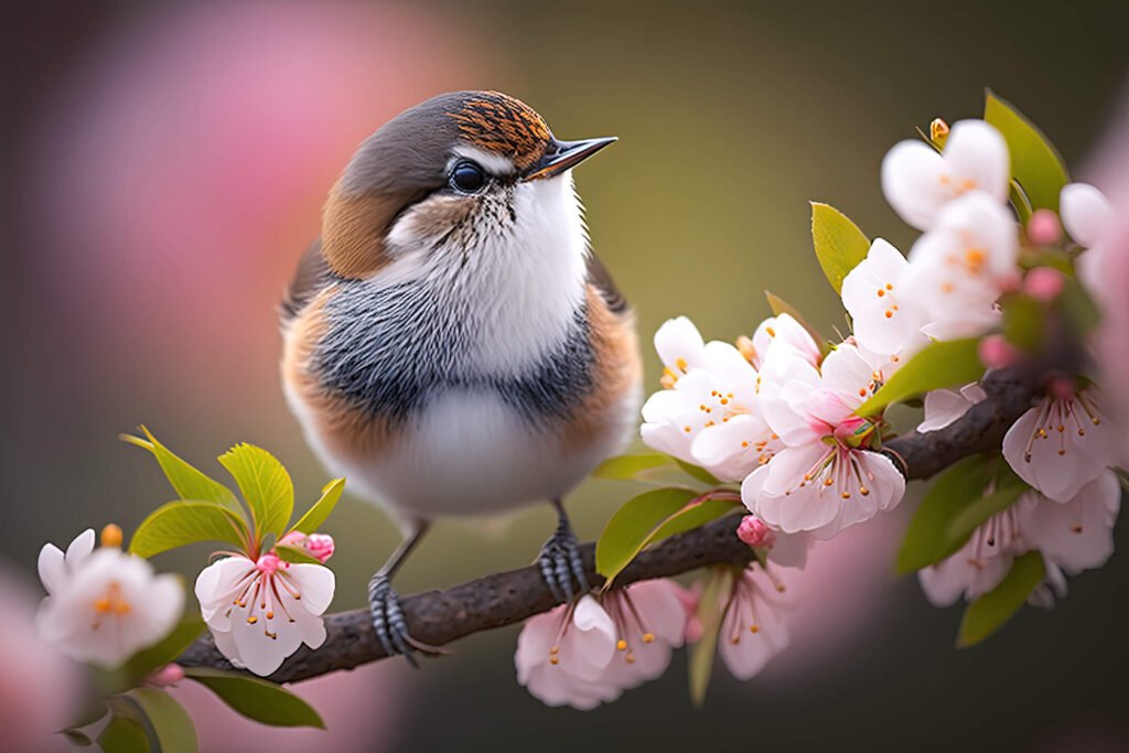 Sparrow bird in spring