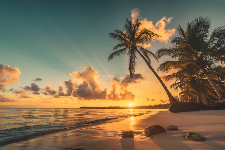 Sunset on the beach view