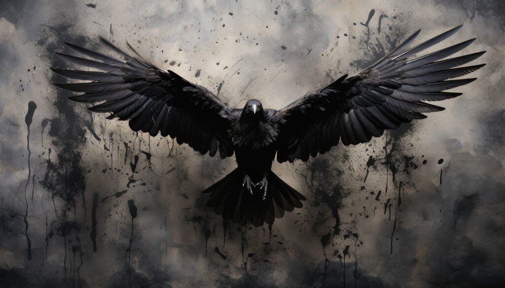 black crow with open wings