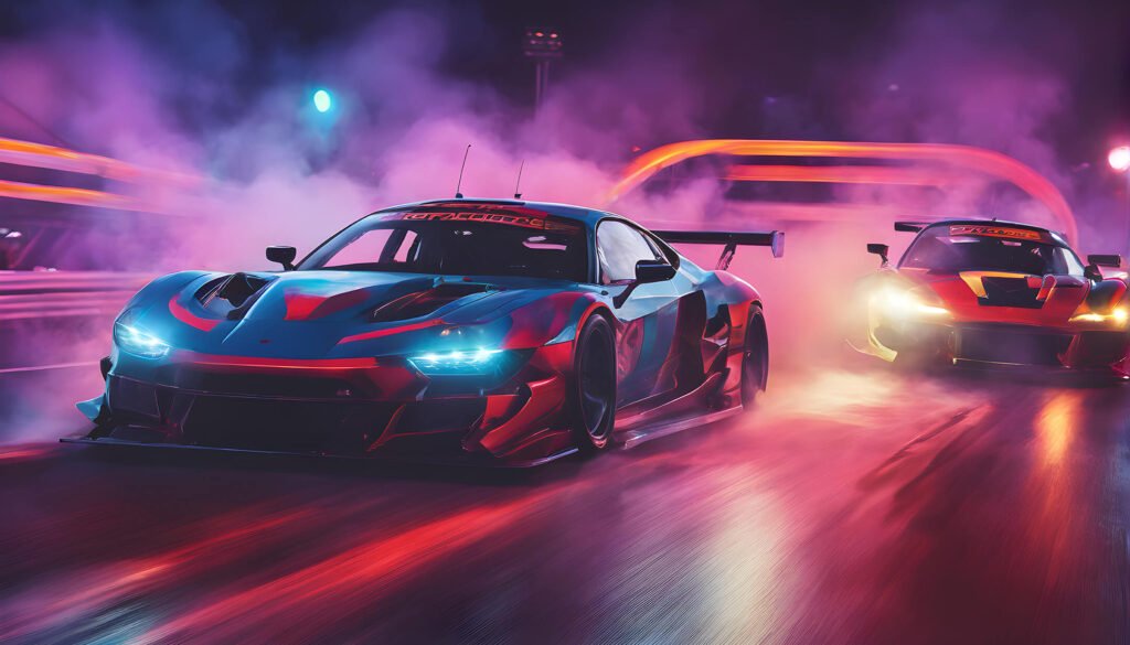 drifting sport cars w smoke