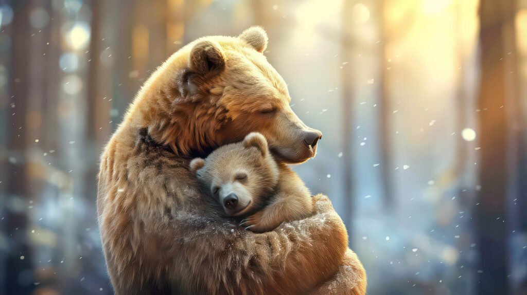 mama bear hugging baby bear